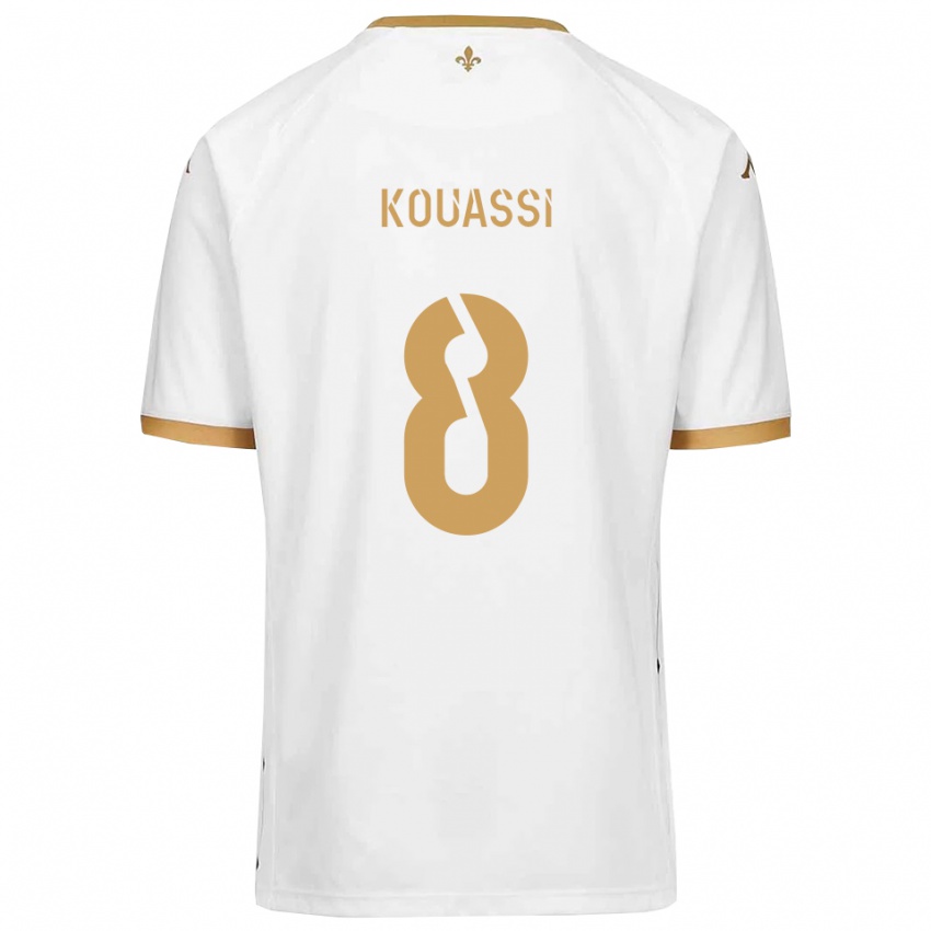 ילדים Odilon Kouassi #8 לבן זהב הרחק ג'רזי 2025/26 חולצה קצרה