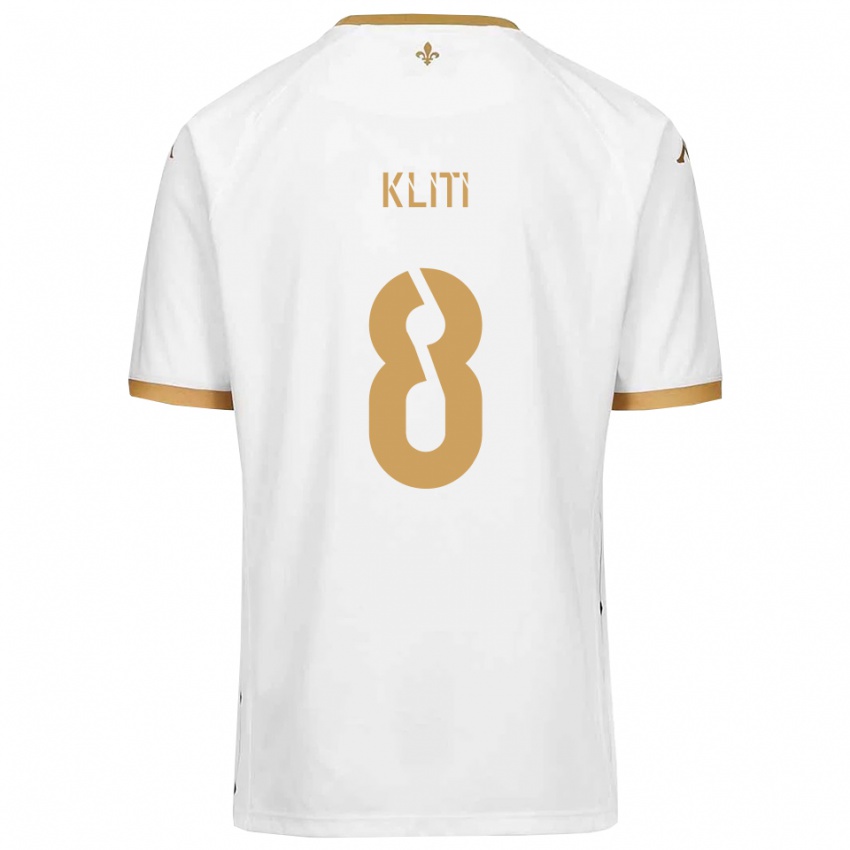 ילדים Ayoub Kliti #8 לבן זהב הרחק ג'רזי 2025/26 חולצה קצרה