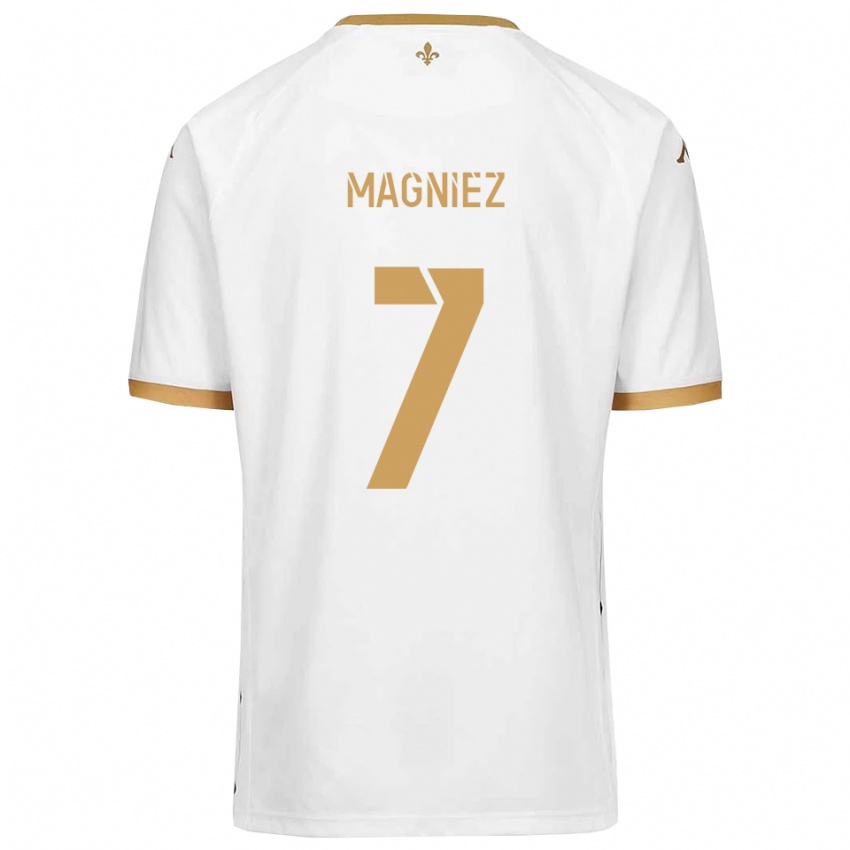 ילדים Bastien Magniez #7 לבן זהב הרחק ג'רזי 2025/26 חולצה קצרה