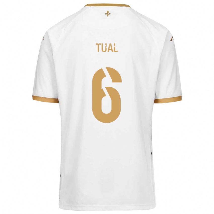 ילדים Mathys Tual #6 לבן זהב הרחק ג'רזי 2025/26 חולצה קצרה