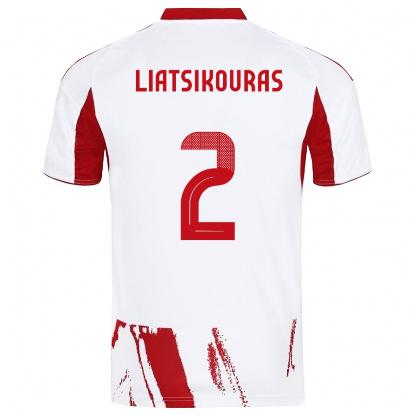 ילדים Argyrios Liatsikouras #2 לבן אדום הרחק ג'רזי 2025/26 חולצה קצרה