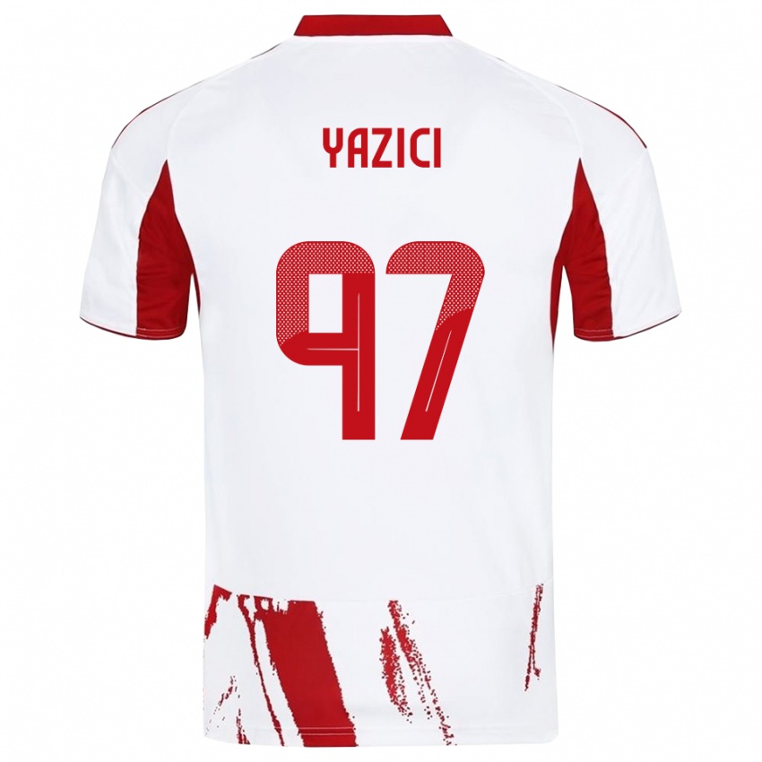 ילדים יוסוף יאזיג'י #97 לבן אדום הרחק ג'רזי 2025/26 חולצה קצרה