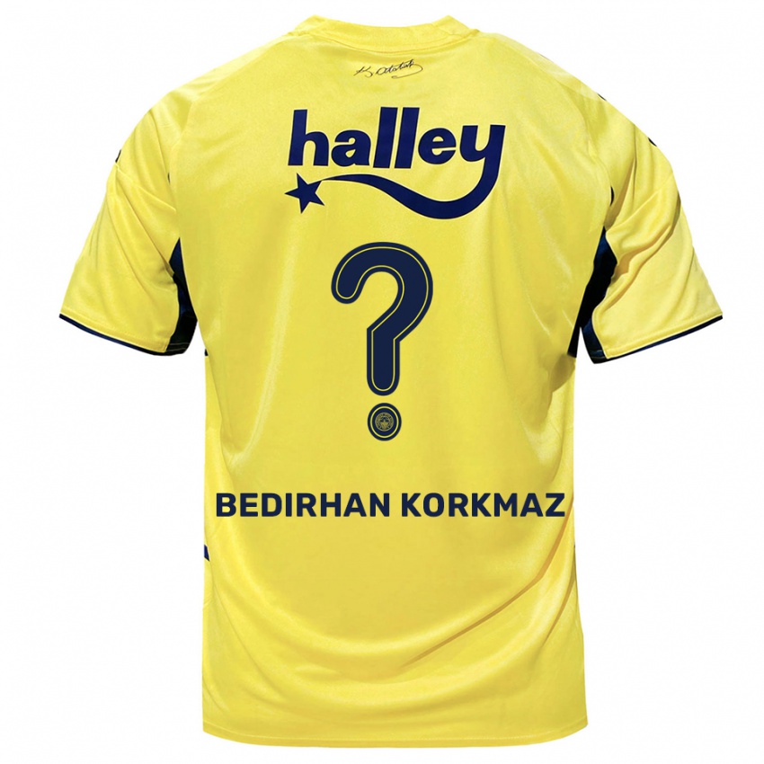 ילדים Yağız Bedirhan Korkmaz #0 צהוב כחול נייבי הרחק ג'רזי 2025/26 חולצה קצרה