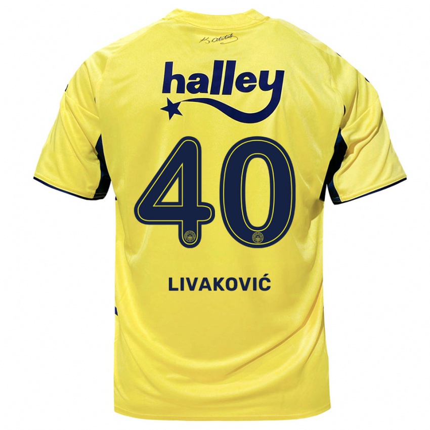 ילדים דומיניק ליבאקוביץ' #40 צהוב כחול נייבי הרחק ג'רזי 2025/26 חולצה קצרה