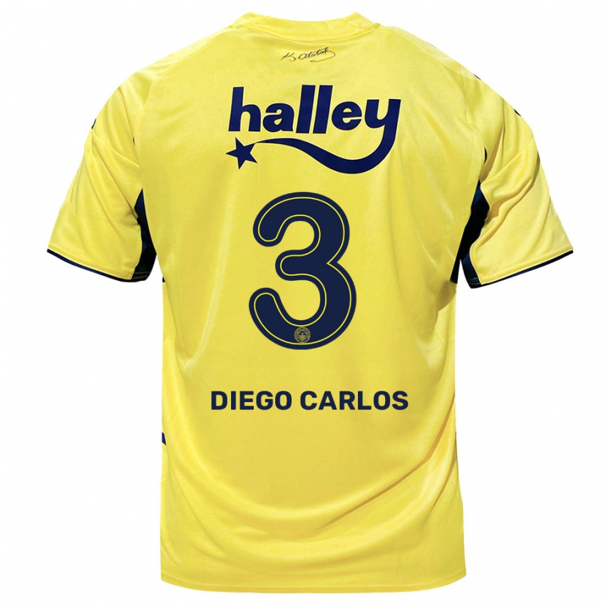 ילדים דייגו קרלוס #3 צהוב כחול נייבי הרחק ג'רזי 2025/26 חולצה קצרה