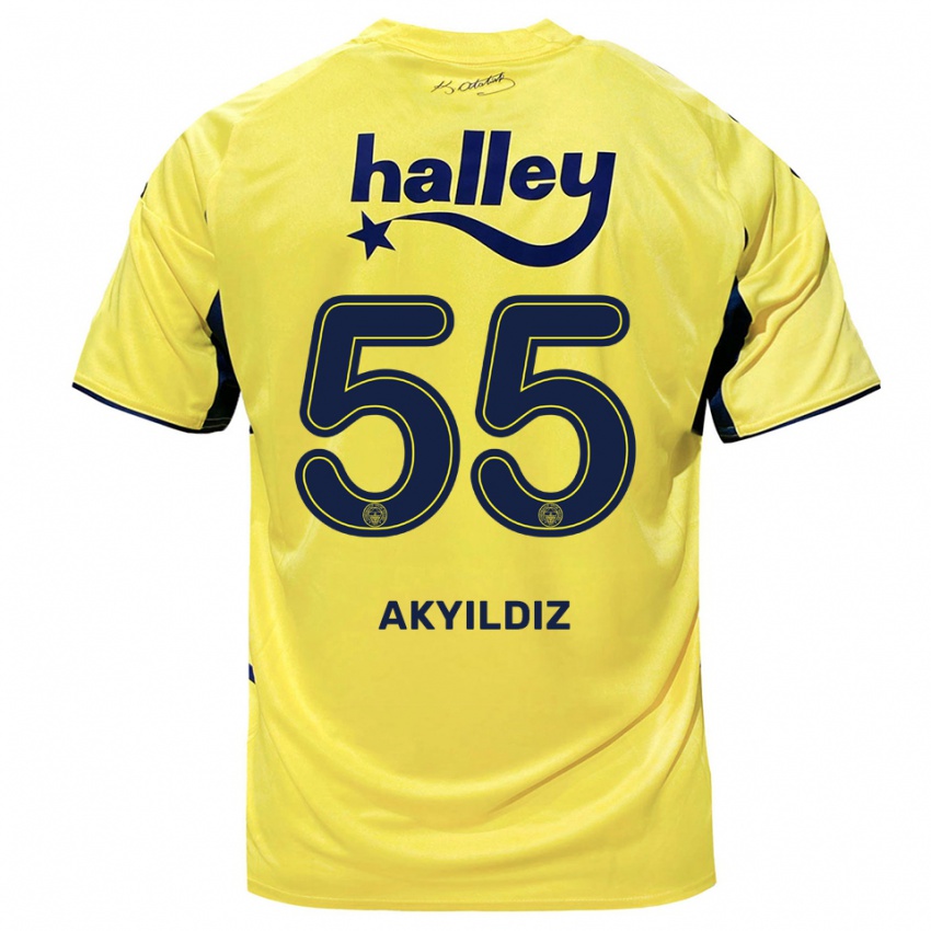 ילדים מוסטפה אמיר אקילדיז #55 צהוב כחול נייבי הרחק ג'רזי 2025/26 חולצה קצרה