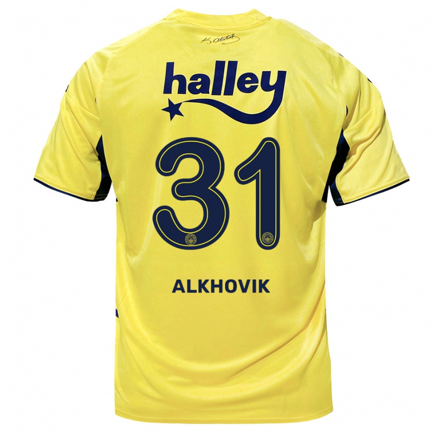 ילדים Karyna Alkhovik #31 צהוב כחול נייבי הרחק ג'רזי 2025/26 חולצה קצרה