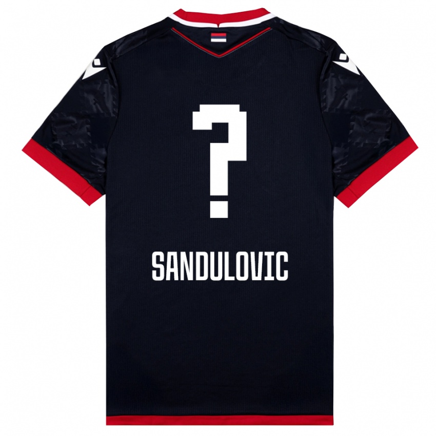 ילדים Uros Sandulovic #0 שחור אדום הרחק ג'רזי 2025/26 חולצה קצרה