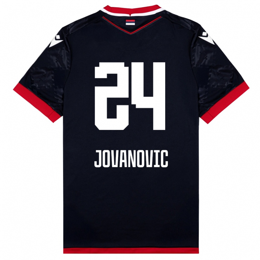 ילדים לוקה ג'ובאנוביץ' #24 שחור אדום הרחק ג'רזי 2025/26 חולצה קצרה