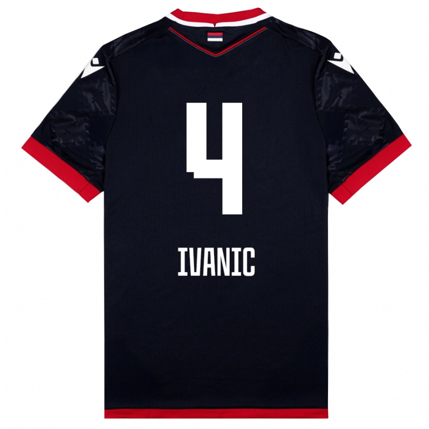 ילדים מירקו איבניץ' #4 שחור אדום הרחק ג'רזי 2025/26 חולצה קצרה