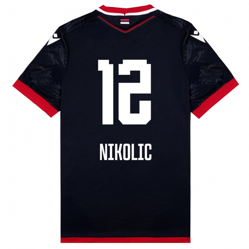 ילדים אורוש ניקוליץ' #12 שחור אדום הרחק ג'רזי 2025/26 חולצה קצרה