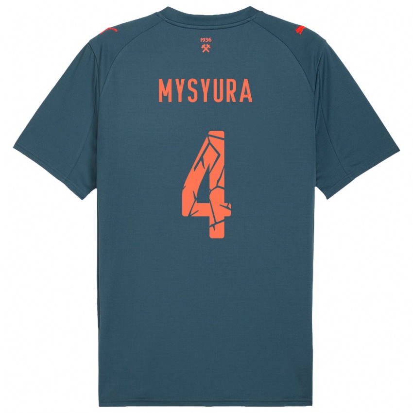 ילדים Maksym Mysyura #4 כחול נייבי אדום הרחק ג'רזי 2025/26 חולצה קצרה