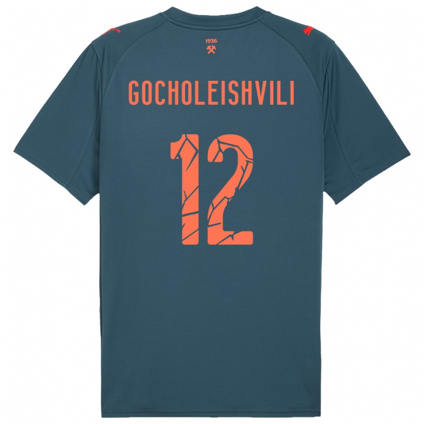 ילדים גיורגי גוצ'וליישווילי #12 כחול נייבי אדום הרחק ג'רזי 2025/26 חולצה קצרה
