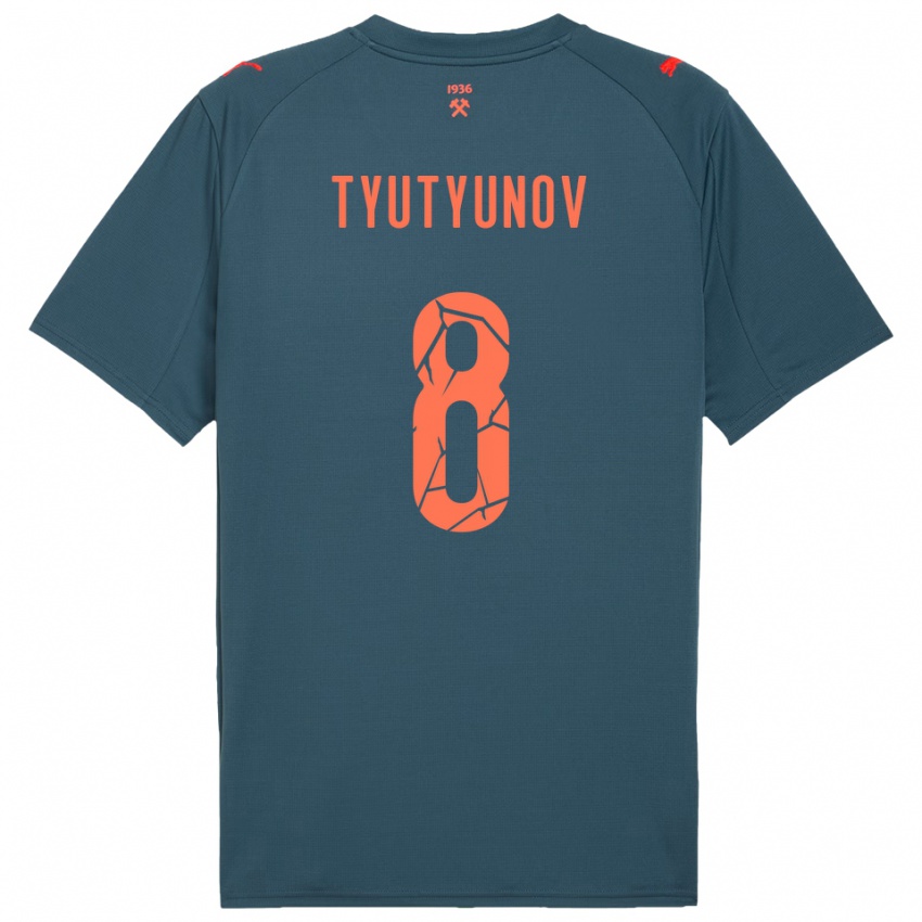 ילדים Vladyslav Tyutyunov #8 כחול נייבי אדום הרחק ג'רזי 2025/26 חולצה קצרה