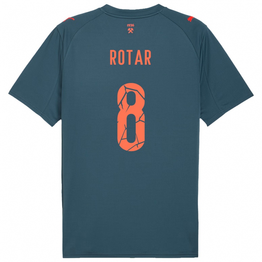 ילדים Kyryl Rotar #8 כחול נייבי אדום הרחק ג'רזי 2025/26 חולצה קצרה
