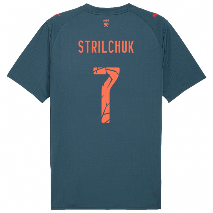 ילדים דמיטרו סטרילצ׳וק #7 כחול נייבי אדום הרחק ג'רזי 2025/26 חולצה קצרה