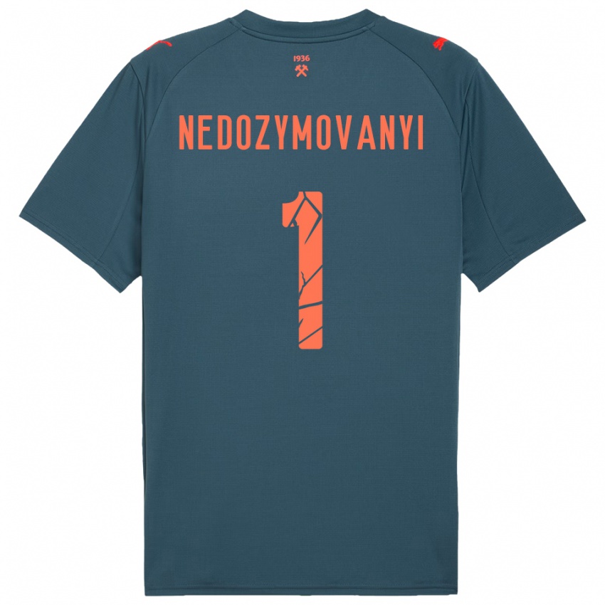 ילדים Artem Nedozymovanyi #1 כחול נייבי אדום הרחק ג'רזי 2025/26 חולצה קצרה