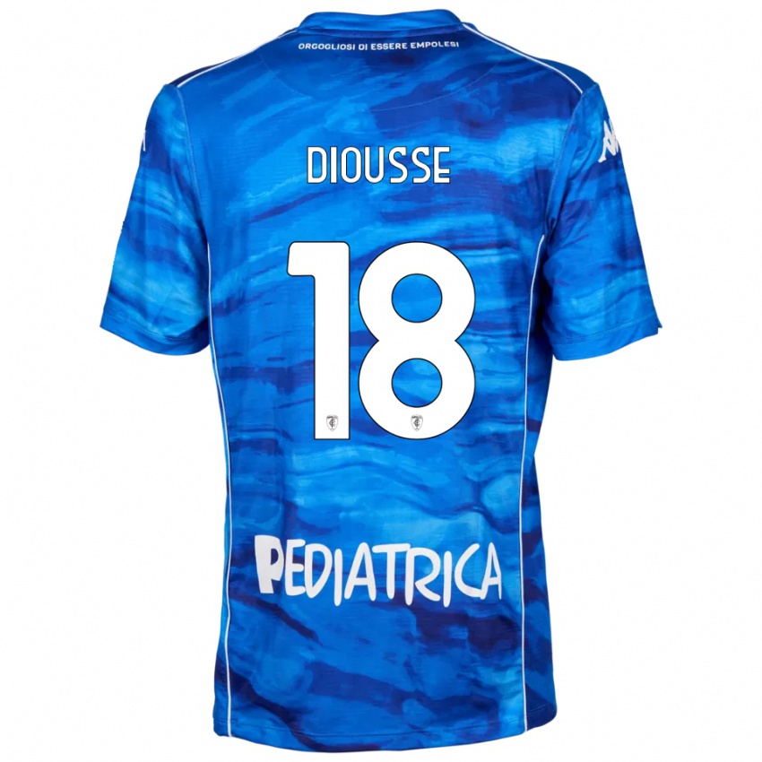 גברים Birahim Diousse #18 כחול לבן ג'רזי ביתית 2025/26 חולצה קצרה