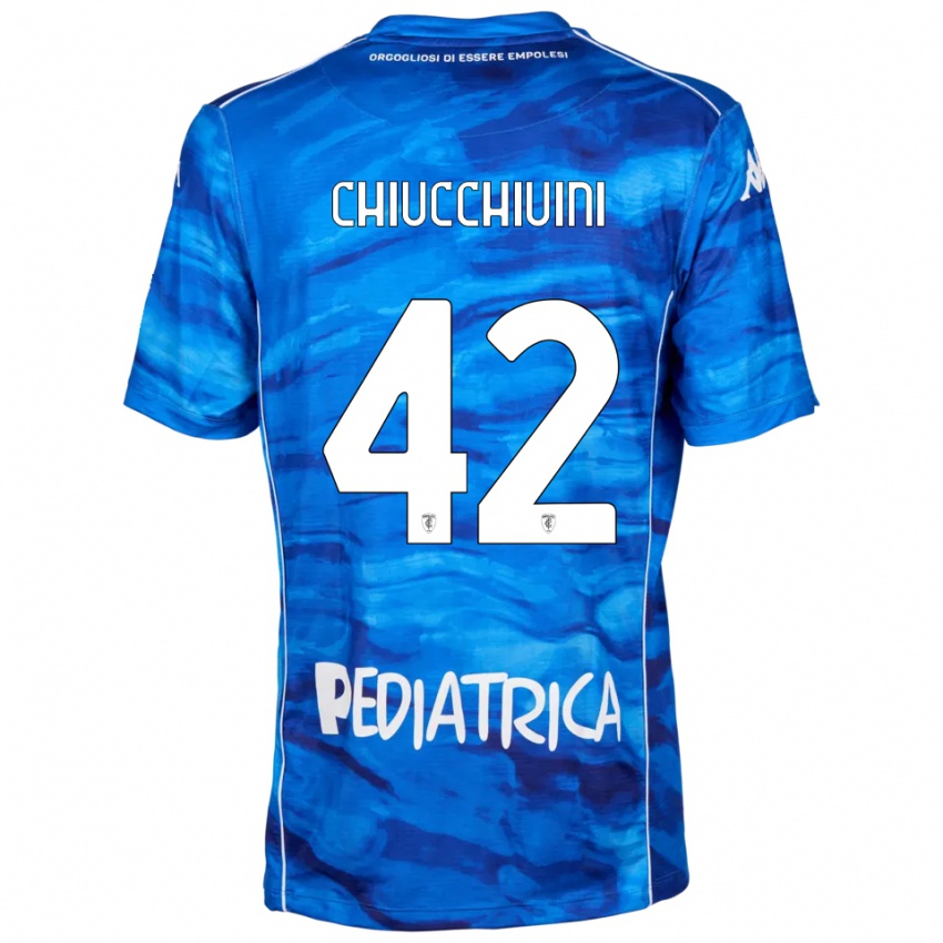 גברים לורנצו צ'יוקייני #42 כחול לבן ג'רזי ביתית 2025/26 חולצה קצרה