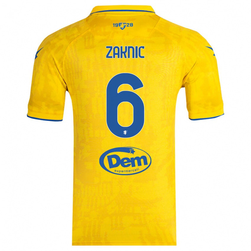 גברים לזר זאקניץ׳ #6 צהוב כחול ג'רזי ביתית 2025/26 חולצה קצרה
