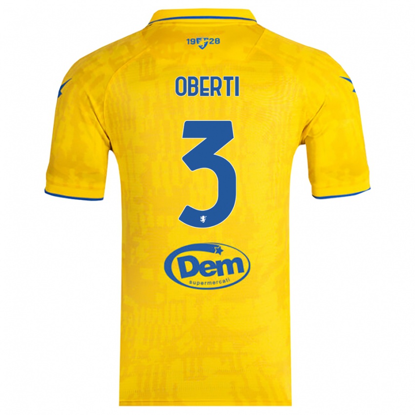 גברים Matteo Oberti #3 צהוב כחול ג'רזי ביתית 2025/26 חולצה קצרה