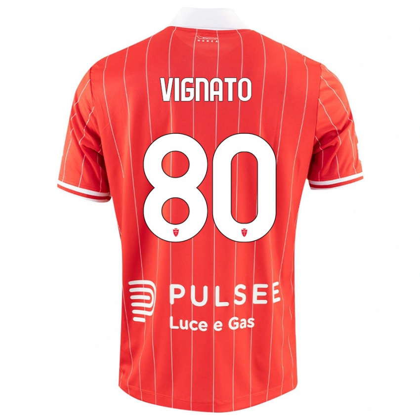 גברים סמואלה ויגנאטו #80 אדום לבן ג'רזי ביתית 2025/26 חולצה קצרה