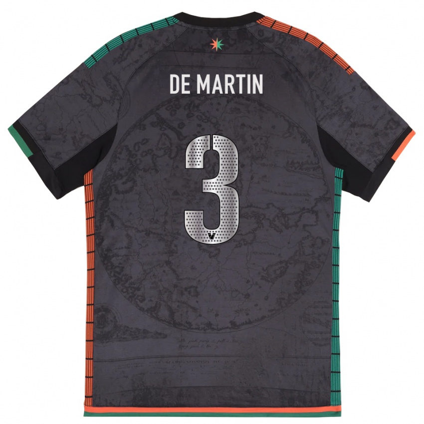 גברים Lorenzo De Martin #3 אפור כהה ג'רזי ביתית 2025/26 חולצה קצרה