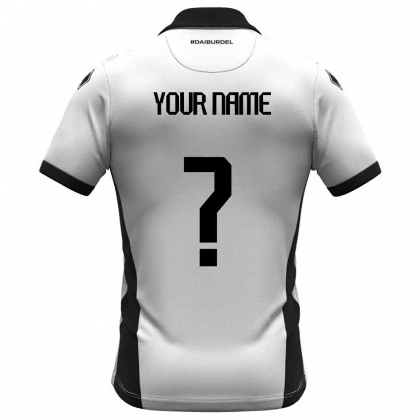 גברים השם שלך #0 לבן שחור כתום ג'רזי ביתית 2025/26 חולצה קצרה