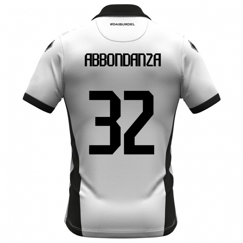 גברים Simone Abbondanza #32 לבן שחור כתום ג'רזי ביתית 2025/26 חולצה קצרה