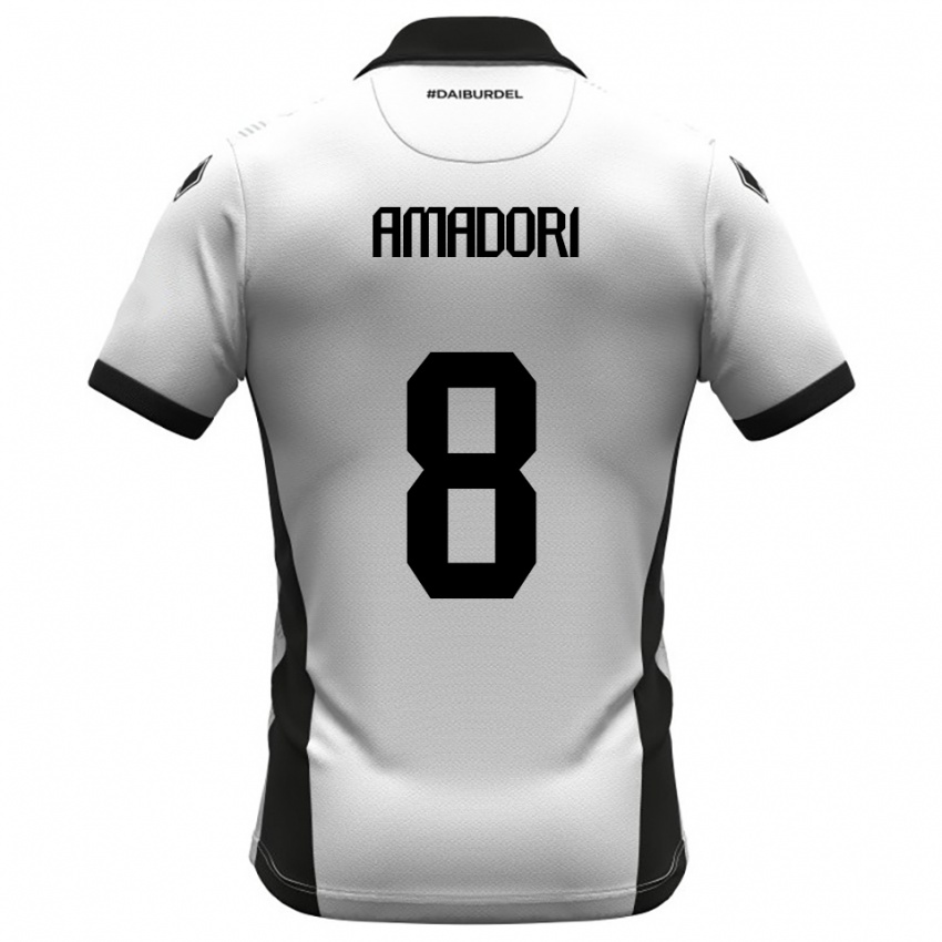 גברים Emilio Amadori #8 לבן שחור כתום ג'רזי ביתית 2025/26 חולצה קצרה