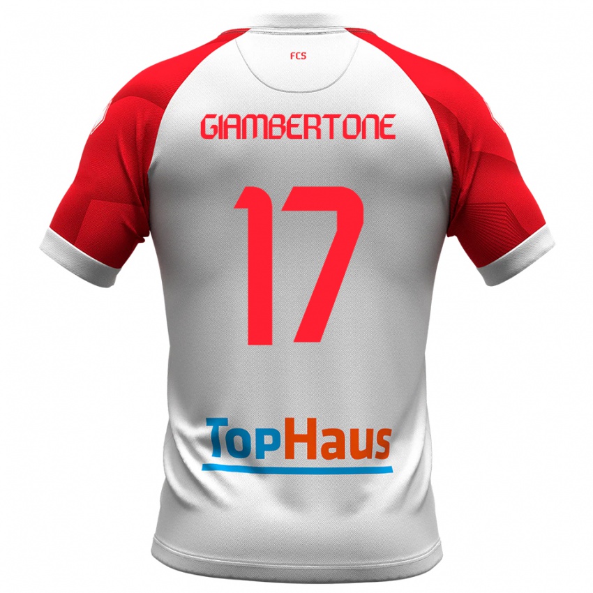 גברים פאביו גיאמברטון #17 לבן אדום ג'רזי ביתית 2025/26 חולצה קצרה