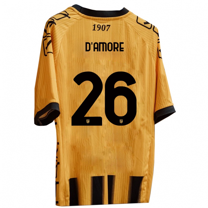 גברים Francesco D'amore #26 צהוב שחור ג'רזי ביתית 2025/26 חולצה קצרה