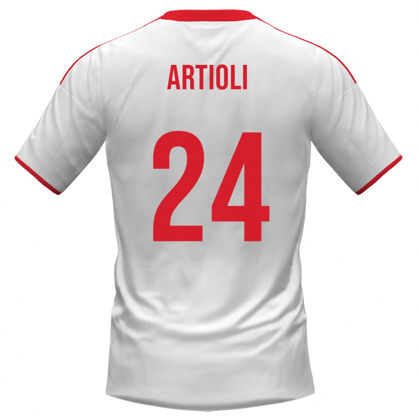 גברים Federico Artioli #24 לבן אדום ג'רזי ביתית 2025/26 חולצה קצרה