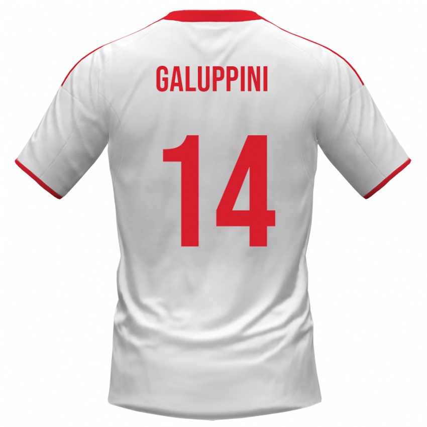 גברים Francesco Galuppini #14 לבן אדום ג'רזי ביתית 2025/26 חולצה קצרה