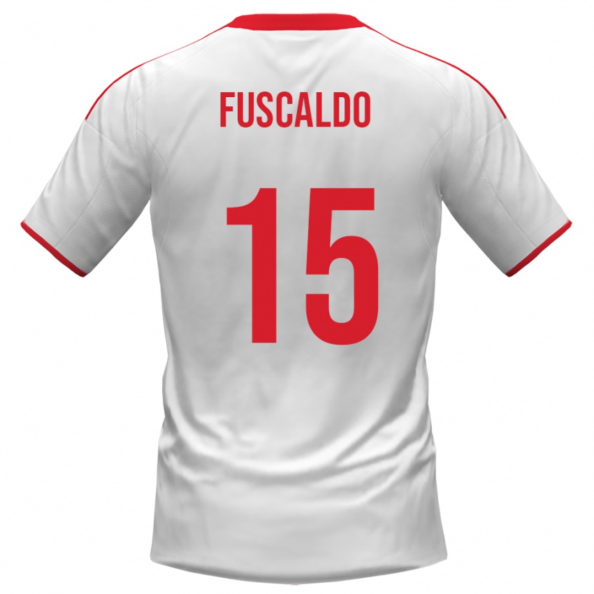 גברים מנואל פוסקלדו #15 לבן אדום ג'רזי ביתית 2025/26 חולצה קצרה