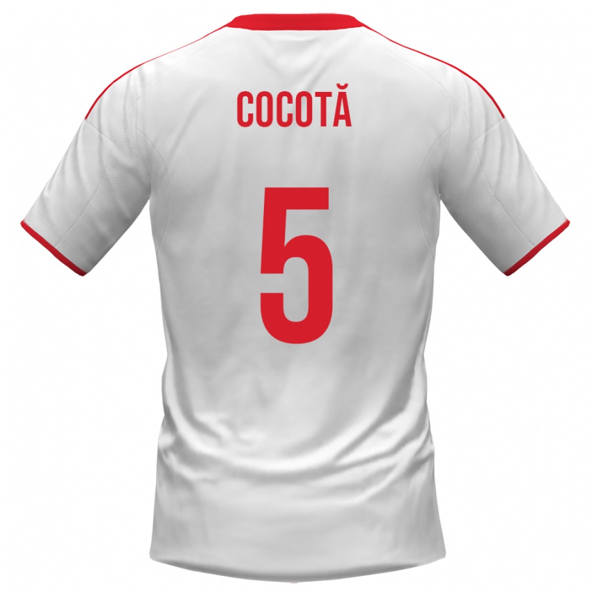 גברים Dorian Cocotă #5 לבן אדום ג'רזי ביתית 2025/26 חולצה קצרה