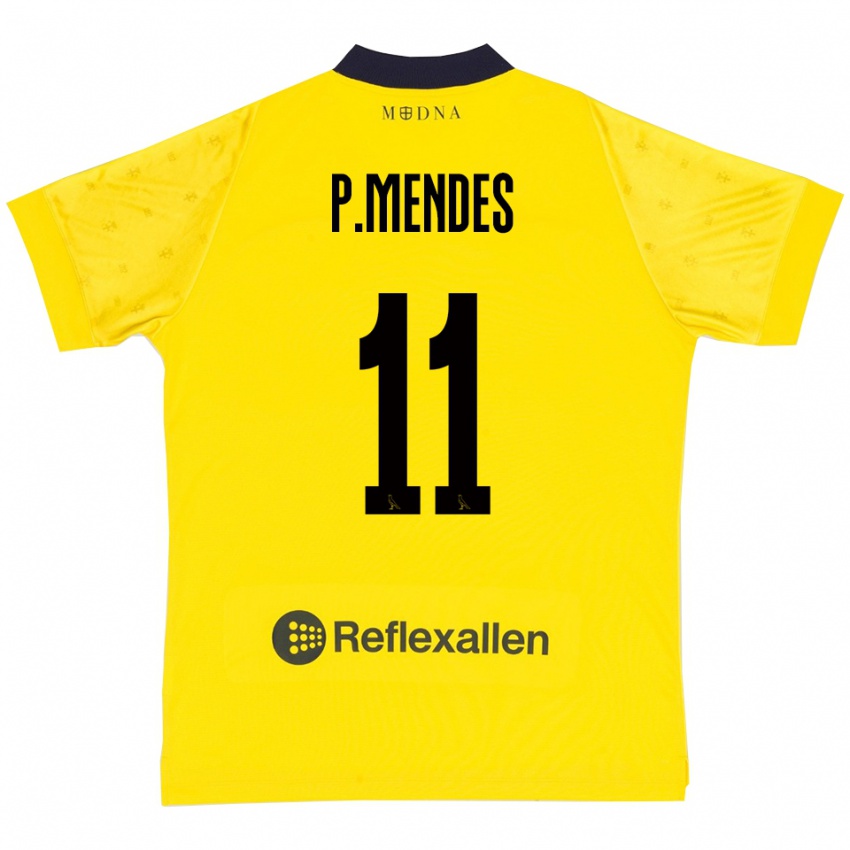 גברים פדרו מנדס #11 צהוב כחול נייבי ג'רזי ביתית 2025/26 חולצה קצרה