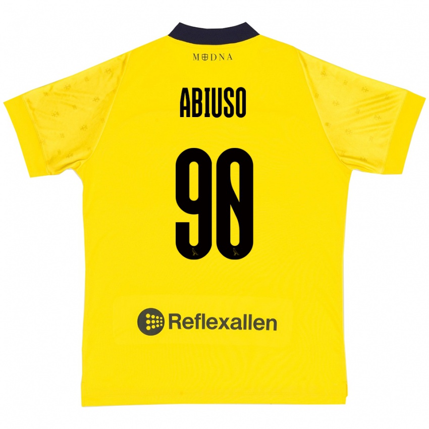 גברים Fabio Abiuso #90 צהוב כחול נייבי ג'רזי ביתית 2025/26 חולצה קצרה