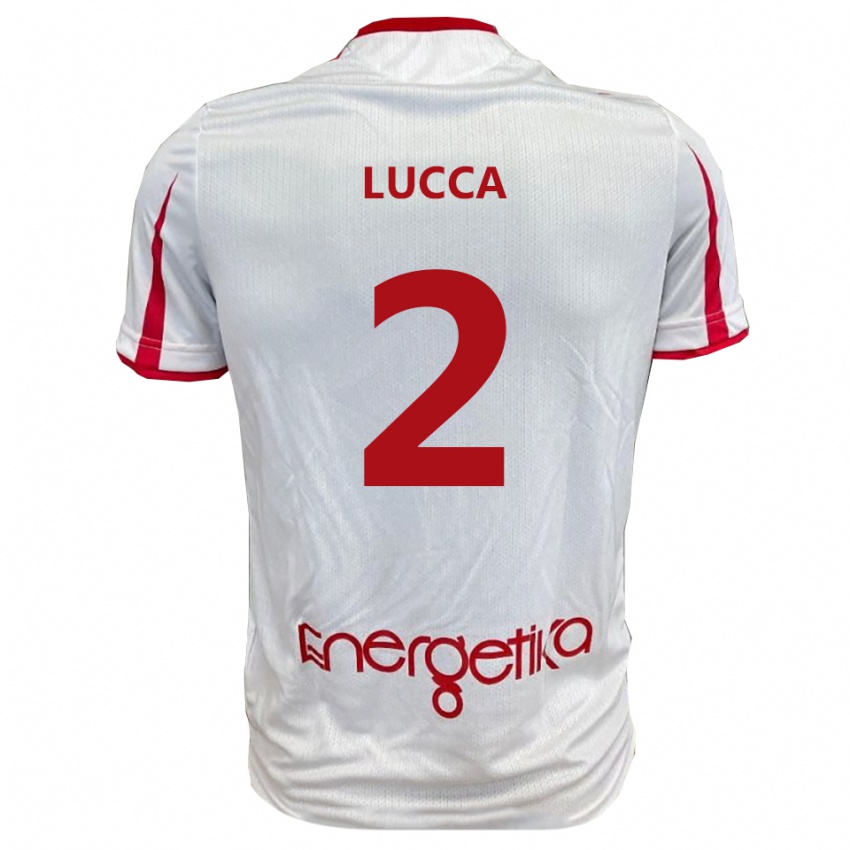 גברים גבריאל לוקה #2 לבן אדום ג'רזי ביתית 2025/26 חולצה קצרה