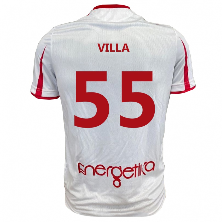 גברים Lorenzo Villa #55 לבן אדום ג'רזי ביתית 2025/26 חולצה קצרה