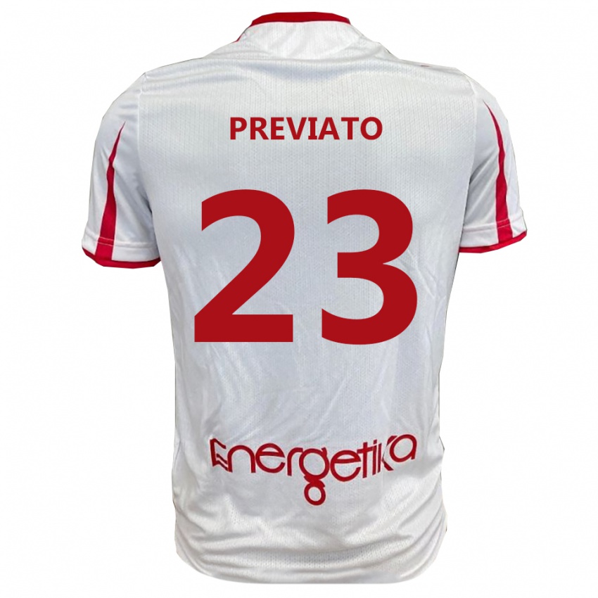 גברים Sebastiano Previato #23 לבן אדום ג'רזי ביתית 2025/26 חולצה קצרה