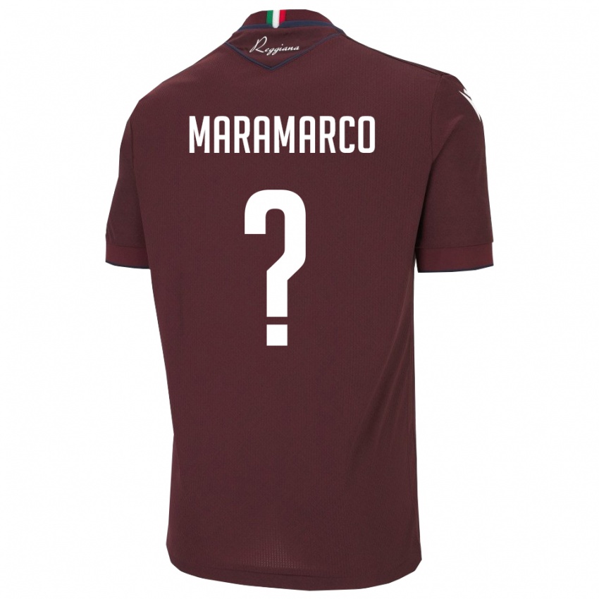 גברים Andrea Maramarco #0 בורגונדי לבן ג'רזי ביתית 2025/26 חולצה קצרה