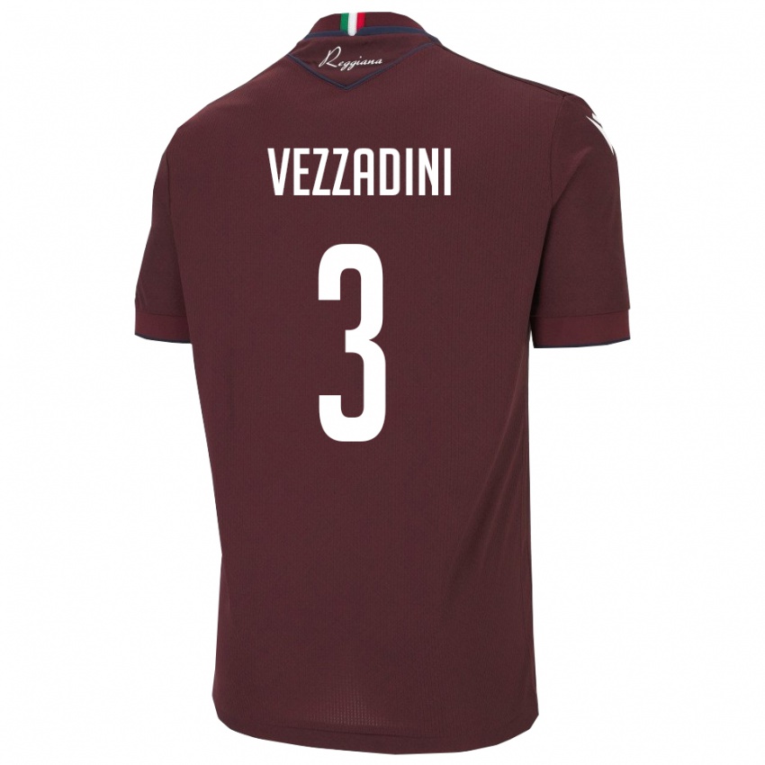 גברים Riccardo Vezzadini #3 בורגונדי לבן ג'רזי ביתית 2025/26 חולצה קצרה