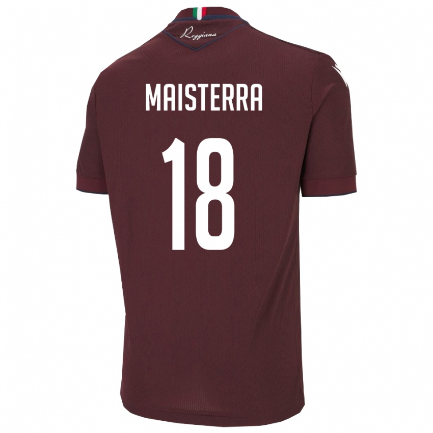 גברים רוקה מרטין מאיסטרה #18 בורגונדי לבן ג'רזי ביתית 2025/26 חולצה קצרה