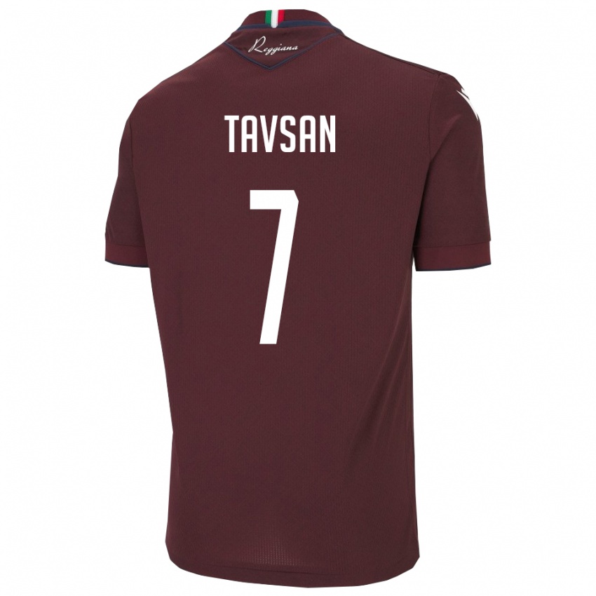 גברים אלאיס טפסן #7 בורגונדי לבן ג'רזי ביתית 2025/26 חולצה קצרה