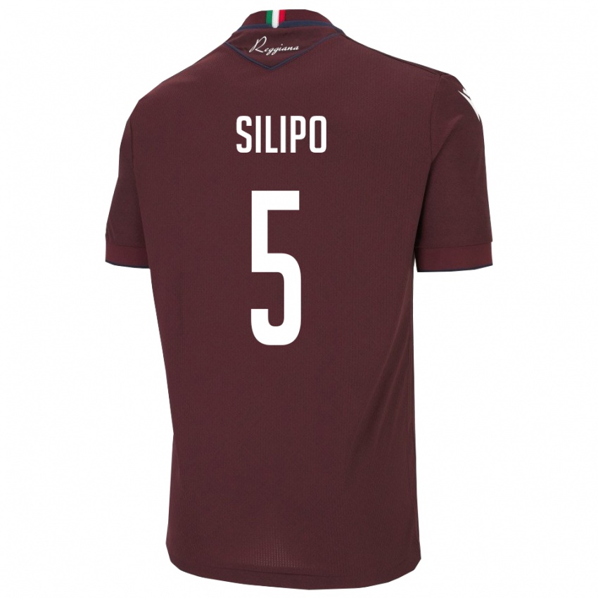 גברים Alessandro Silipo #5 בורגונדי לבן ג'רזי ביתית 2025/26 חולצה קצרה