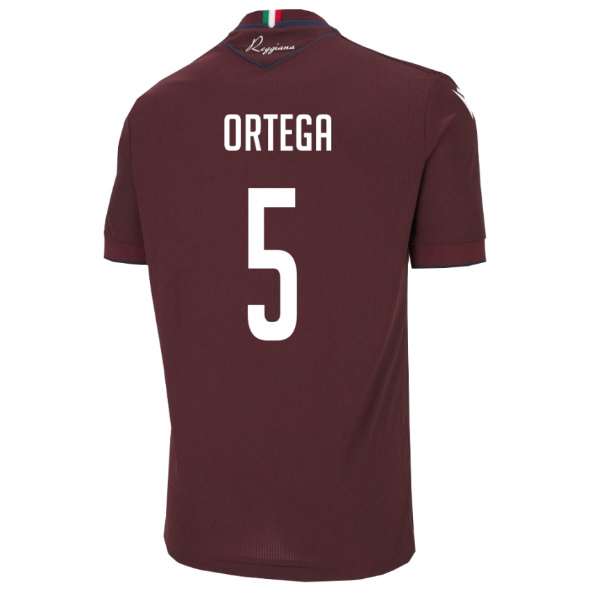 גברים Jean Paulo Cardona Ortega #5 בורגונדי לבן ג'רזי ביתית 2025/26 חולצה קצרה