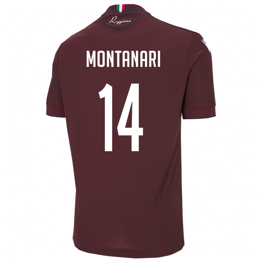 גברים Giacomo Montanari #14 בורגונדי לבן ג'רזי ביתית 2025/26 חולצה קצרה