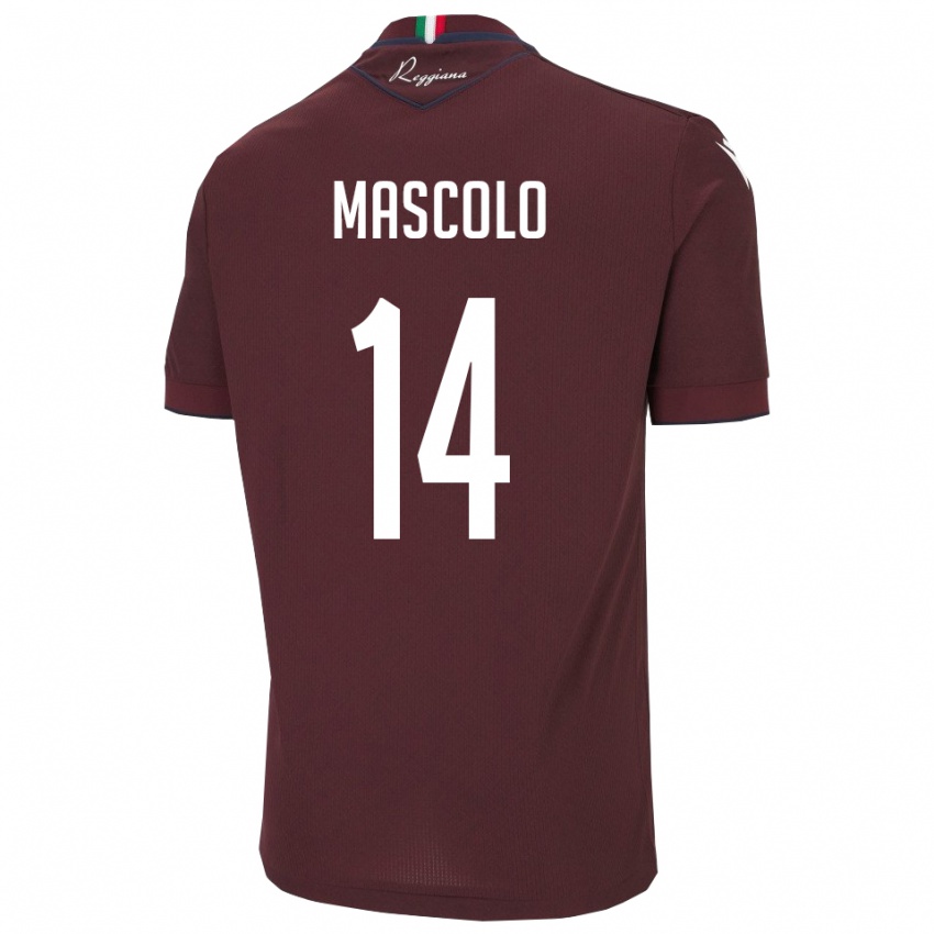 גברים Luca Mascolo #14 בורגונדי לבן ג'רזי ביתית 2025/26 חולצה קצרה