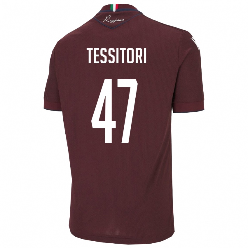 גברים מטאו טסיטורי #47 בורגונדי לבן ג'רזי ביתית 2025/26 חולצה קצרה